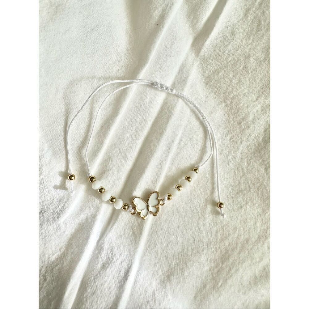 White butterfly beaded friendship bracelet